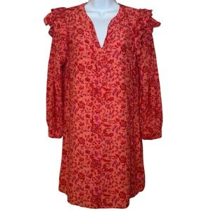 Vineyard‎ Vines Helenium Floral Tunic Dress Women's XS Ruffle Long Sleeve